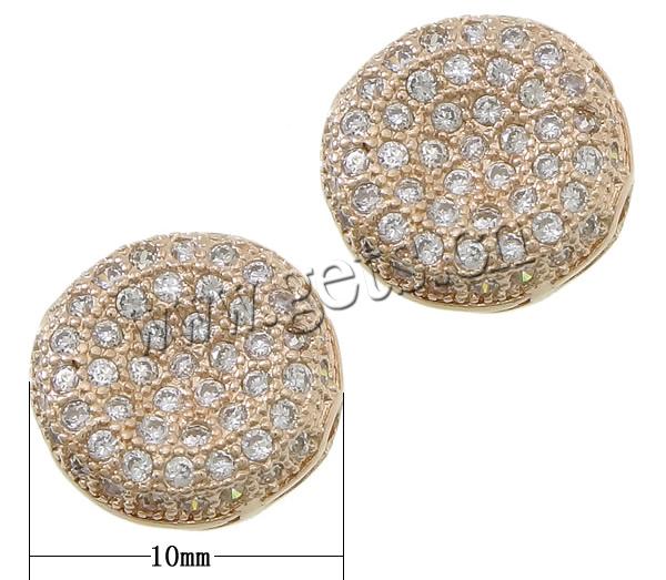 Cubic Zirconia Micro Pave Brass Beads, Flat Round, plated, micro pave cubic zirconia & hollow, more colors for choice, 12x6mm, Hole:Approx 1.5mm, Sold By PC