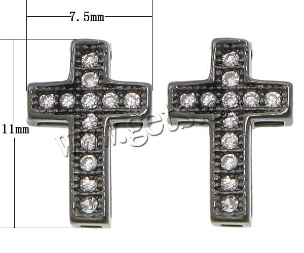 Cubic Zirconia Micro Pave Brass Connector, Cross, plated, micro pave cubic zirconia, more colors for choice, 7.5x11x4mm, Hole:Approx 0.8-1.8mm, Sold By PC