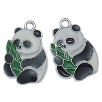 Zinc Alloy Enamel Pendants, Panda Approx 2mm 