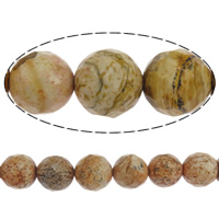 Landschafts-Jaspis Perlen, Bild Jaspis, rund, natürlich, Bohrung:ca. 1.5mm, Länge:15 ZollInch, verkauft von Strang