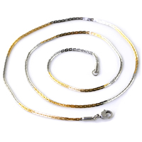 Edelstahl Kette Halskette, plattiert, Rechteck-Kette & zweifarbig, keine, 1.6mm, Länge:ca. 17 ZollInch, verkauft von Strang