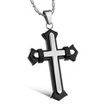 316L Stainless Steel Necklace, Cross, plated, ball chain & two tone Approx 21.5 Inch 