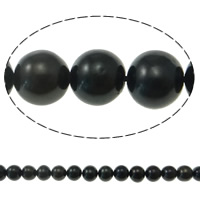 Perles de nacre rondes de culture d'eau douce, perle d'eau douce cultivée, naturel, noire, grade A, 6-7mm Environ 0.8mm pouce, Vendu par brin