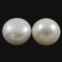 Half Drilled Cultured Freshwater Pearl Beads, Button, natural, half-drilled Grade AA, 13-14mm Approx 0.8mm 