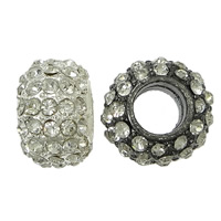 Rhinestone Zinc Alloy European Beads, Rondelle, plated, without troll & with rhinestone nickel, lead & cadmium free Approx 8mm 