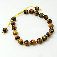 Tiger Eye Woven Ball Bracelets, with Nylon Cord Approx 7.5 Inch 