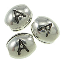 Zink Legierung Alphabet Perlen, Zinklegierung, oval, plattiert, mit Brief Muster, keine, 7x6x4mm, ca. 1500PCs/kg, verkauft von kg
