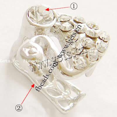 Zinc Alloy Pinch Bail, with Rhinestone, Animal, more colors for choice, lead free, 12x12mm, Sold By PC