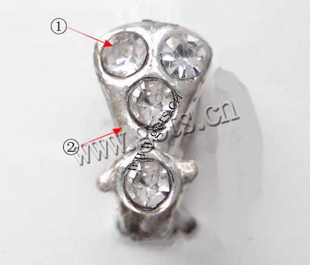 Brass Pinch Bail, Teardrop, plated, with rhinestone, more colors for choice, lead & cadmium free, 8X4MM, Sold By PC