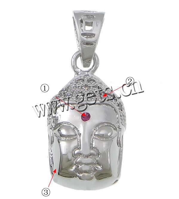 Cubic Zirconia Micro Pave Brass Pendant, Buddha, micro pave cubic zirconia & hollow, 12x22x7mm, Hole:Approx 3.5x6mm, Sold By PC