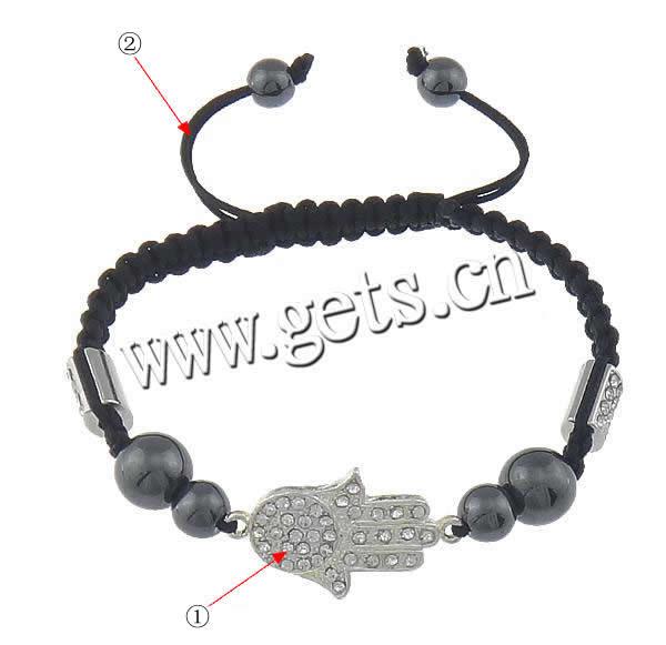 Hamsa Bracelets, Zinc Alloy, with Nylon Cord, Hand, more colors for choice, Length:Approx 8-11 Inch, Sold By Strand