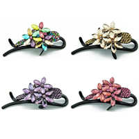 Hair Banana Clips, Acrylic, with Crystal, Flower, with rhinestone, mixed colors, 118mm 