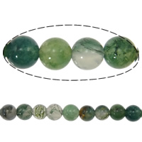 Natural Moss Agate Beads, Round, Customized Inch 