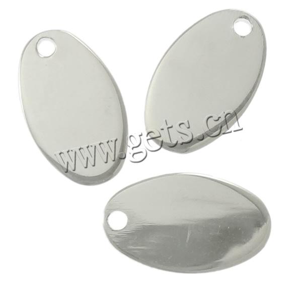 Sterling Silver Tag, 925 Sterling Silver, Oval, plated, more colors for choice, 6x10x0.8mm, Hole:Approx 1mm, Sold By PC