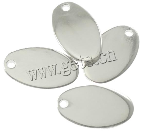 Sterling Silver Tag, 925 Sterling Silver, Oval, plated, more colors for choice, 6x10x0.8mm, Hole:Approx 1mm, Sold By PC