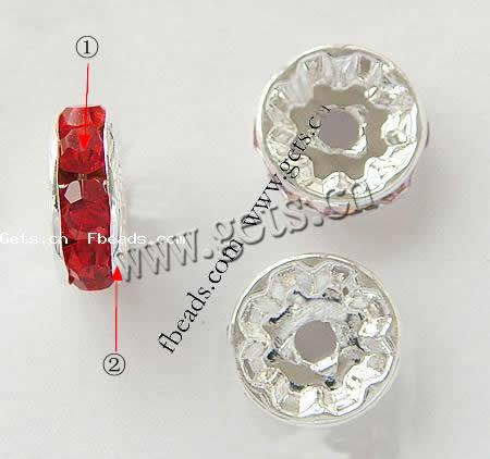 Rondelle Rhinestone Spacer, Brass, rack plating, with Mideast rhinestone, more colors for choice, Grade AAA, 5x5x2.5mm, Hole:Approx 1mm, 500PCs/Bag, Sold By Bag