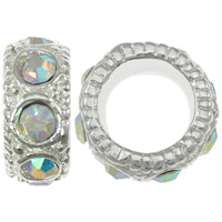 Rhinestone Zinc Alloy European Beads, Rondelle, plated, without troll & with rhinestone nickel, lead & cadmium free Approx 7mm 