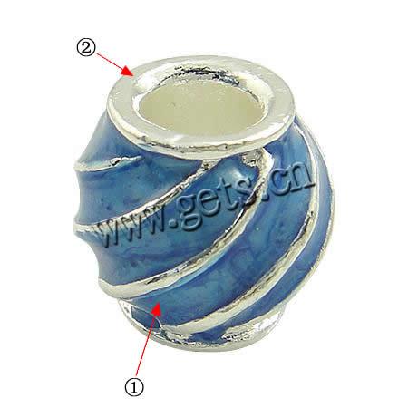 Enamel Zinc Alloy European Beads, Drum, without troll & large hole, more colors for choice, 12x12mm, Hole:Approx 5mm, Sold By PC