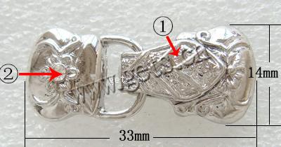Cierre Magnético de Aleación de Zinc, chapado, enchapado grueso más que los 3μm & con diamantes de imitación, más colores para la opción, 33x14x7.5mm, agujero:aproximado 1.5mm, Vendido por UD