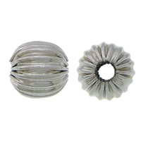 316 Edelstahl Perle, rund, plattiert, gewellt, keine, 6x6mm, Bohrung:ca. 1.8mm, verkauft von PC