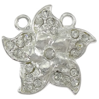 Zinc Alloy Magnetic Clasp, Flower, plated, plating thickness more than 3μm & with rhinestone Approx 2mm 