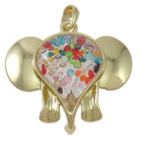 Zinc Alloy Floating Charm Pendant, with Glass, Elephant, real gold plated, high quality plating and never fade, nickel, lead & cadmium free Approx 
