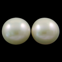 Half Drilled Cultured Freshwater Pearl Beads, Button, natural, half-drilled Grade B, 9-9.5mm Approx 0.8mm 