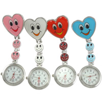 Nurse Watch, Zinc Alloy, with Glass, Round, platinum color plated, epoxy gel & enamel 26mm Approx 85 mm 