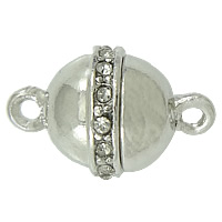 Zinc Alloy Magnetic Clasp, Round, plated, Customized & with rhinestone & single-strand cadmium free Approx 2mm 