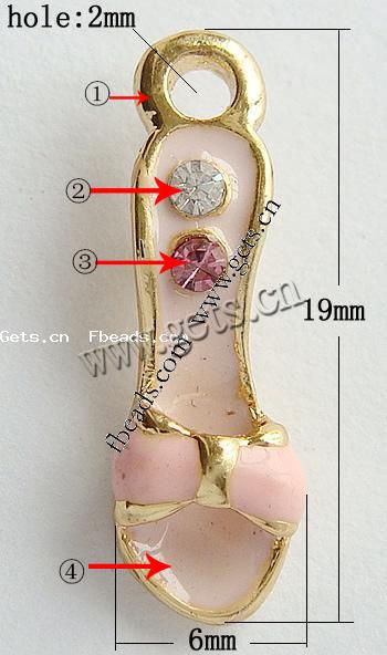Zinc Alloy Shoes Pendants, with enamel, plated, enamel, more colors for choice, 19x6mm, Hole:Approx 2mm, Sold By PC