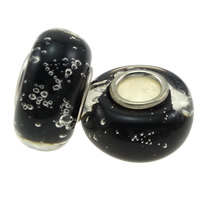 Versilberte Einzelader Murano Europa Perlen, Lampwork, Rondell, Kupfernickel einadrig ohne troll, keine, 7x14mm, Bohrung:ca. 4.5mm, verkauft von PC
