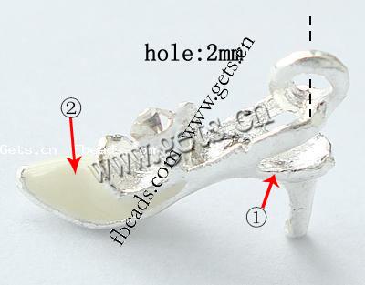 Zinc Alloy Shoes Pendants, with enamel, plated, enamel, more colors for choice, nickel free, 16x4mm, Hole:Approx 2mm, Sold By PC