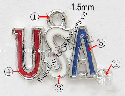Zinc Alloy Enamel Pendants, plated, with rhinestone, more colors for choice, nickel, lead & cadmium free, 19x10x2mm, Hole:Approx 1.5mm, Sold By PC