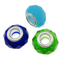 Messing Rohr Europa Kristall Perlen, Rondell, Messing-Dual-Core ohne troll & facettierte, mehrere Farben vorhanden, 8x13mm, Bohrung:ca. 5mm, 100PCs/Tasche, verkauft von Tasche