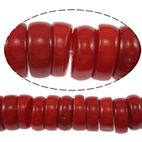 Perles en corail naturel, rondelle, rouge, grade A, 3-5x9-12mm .5 pouce, Vendu par kg