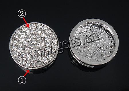 Zinc Alloy Slide Charm, with Rhinestone, plated, more colors for choice, lead & nickel free, 23.5x6mm, Hole:Approx 17x2mm, 50PCs/Lot, Sold By Lot