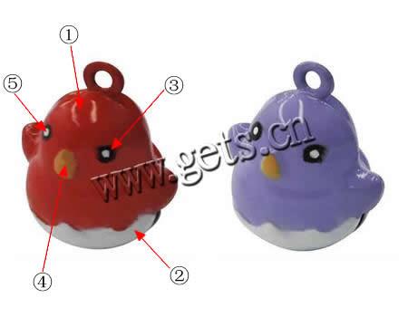 Brass Jingle Bell for Christmas Decoration, Penguin, plated, Customized & enamel, more colors for choice, 25x19x14mm, Hole:Approx 2mm, 50PCs/Bag, Sold By Bag