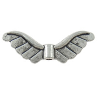 Zink-Legierung -Engels-Flügel Beads, Zinklegierung, Engel, Flügel,, plattiert, keine, 24x8x3mm, Bohrung:ca. 1.5mm, 700PCs/Tasche, verkauft von Tasche