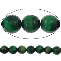 Tiger Eye Beads, Round & faceted, green Inch 