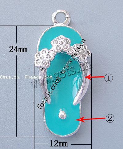 Zinc Alloy Shoes Pendants, with enamel, plated, enamel, more colors for choice, 24x12x6mm, Hole:Approx 2.3mm, Sold By PC