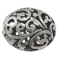 Zinc Alloy Hollow Beads, Oval, plated nickel, lead & cadmium free Approx 1.5mm 