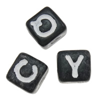 Perles lettre acrylique, mélangé, noire Environ 3mm Vendu par sac
