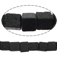 Perles de lave naturelle, lave volcanique, cube, normes différentes pour le choix Environ 0.8mm .5 pouce, Vendu par brin[