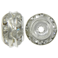 Strass Messing Perlen, Rondell, plattiert, mit Strass, keine, 5x9mm, Bohrung:ca. 1mm, 100PCs/Menge, verkauft von Menge