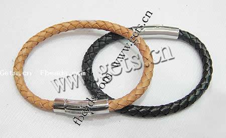 Cowhide Bracelets, stainless steel bayonet clasp, more colors for choice, 6mm, Sold By Strand