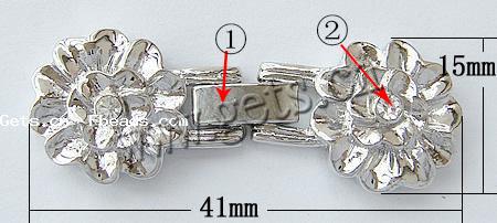 Zinc Alloy Watch Band Clasp, Flower, plated, with rhinestone, more colors for choice, nickel, lead & cadmium free, 41x15x5mm, Hole:Approx 1mm, Sold By PC