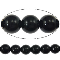 Schwarzer Diamond Perle, Glas Edelstein, rund, synthetisch, Weitere Größen für Wahl, Bohrung:ca. 1mm, Länge:15 ZollInch, verkauft von Strang