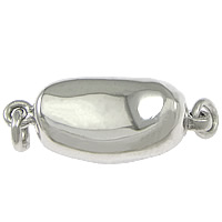 Sterling Silver Box Clasp, 925 Sterling Silver, Flat Oval, plated, single-strand Approx 1.8mm 