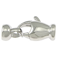 Sterling Silver Lobster Claw Cord Clasp, 925 Sterling Silver, plated, with end cap Approx 5mm 