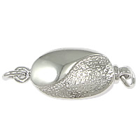 Sterling Silver Box Clasp, 925 Sterling Silver, Flat Oval, plated, single-strand Approx 2mm 